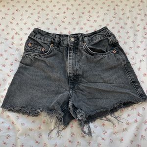 TopShop black denim high rise mom shorts